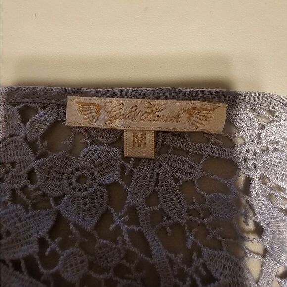 Gold Hawk long sleeve blouse Women's medium gray Pre-owned - Picture 5 of 7